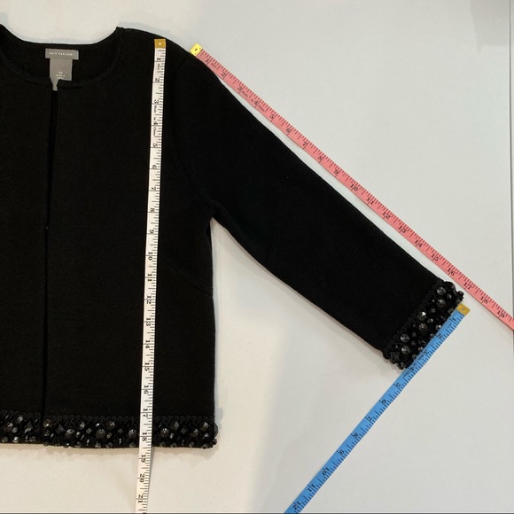 ANN TAYLOR BLACK BEADED CARDIGAN WITH LONG SLEEVES WOMENS SIZE XS - Picture 10 of 12